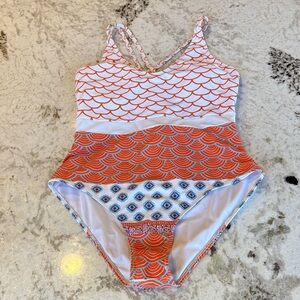 Cupshe Women's Swimwear with Orange and White Scales